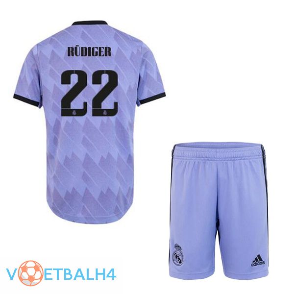 Real Madrid (Rüdiger 22) kinderen voetbal jerseys uit paars 2022-2023