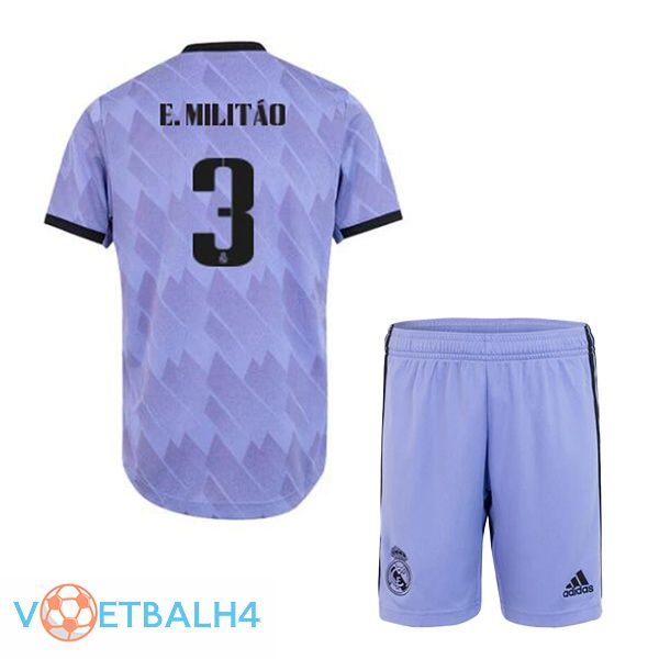 Real Madrid (E. Militão 3) kinderen voetbal jerseys uit paars 2022-2023