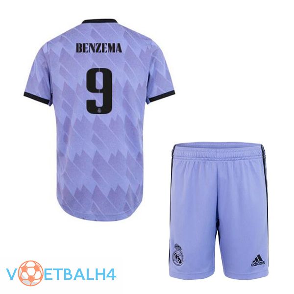 Real Madrid (Benzema 9) kinderen voetbal jerseys uit paars 2022-2023