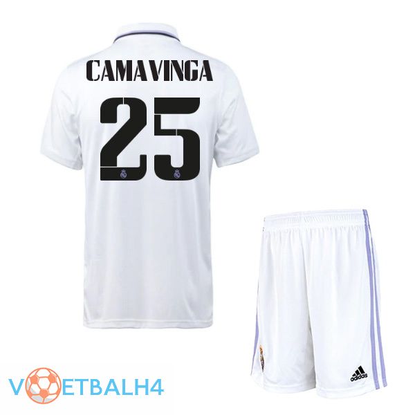 Real Madrid (Camavinga 25) jersey thuis kinderen wit 2022/2023