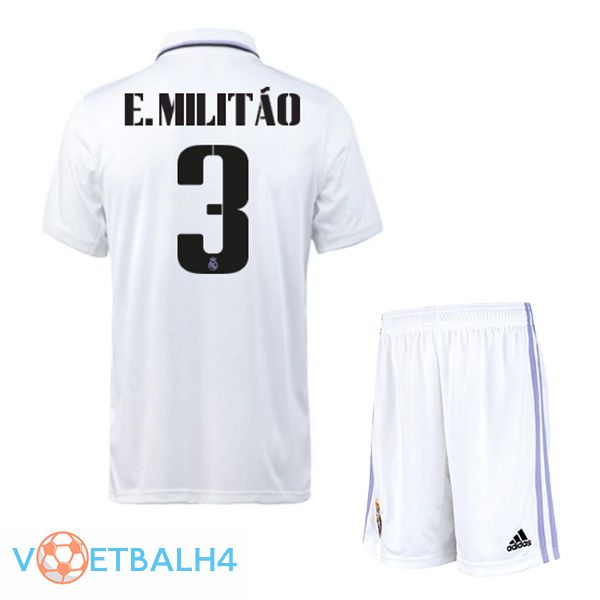 Real Madrid (E. Militão 3) jersey thuis kinderen wit 2022/2023