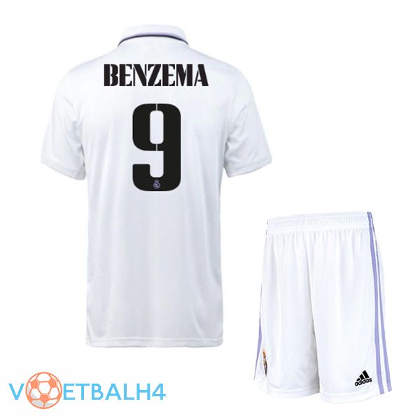 Real Madrid (Benzema 9) jersey thuis kinderen wit 2022/2023