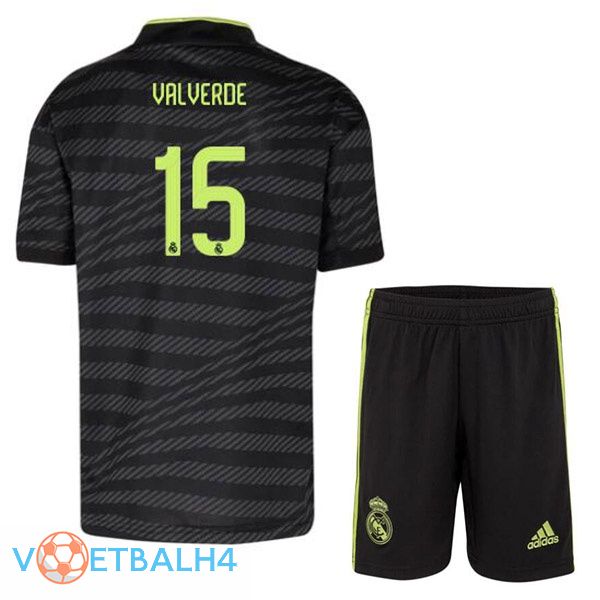 Real Madrid (Valverde 15) kinderen voetbal jerseys derde zwart 2022-2023