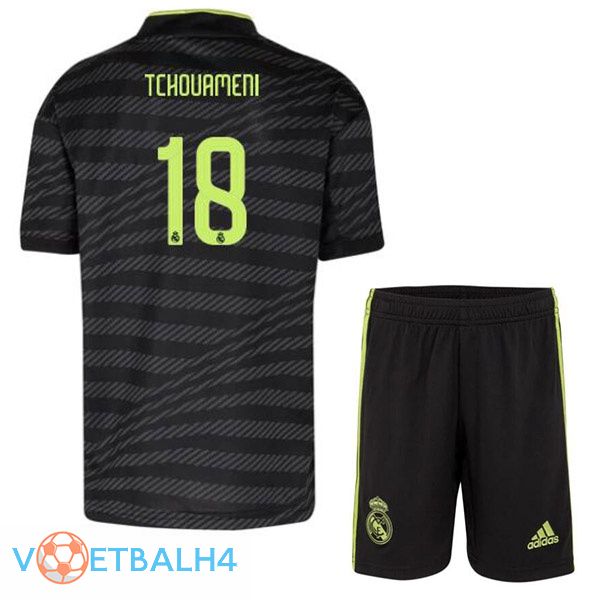 Real Madrid (Tchouameni 18) kinderen voetbal jerseys derde zwart 2022-2023