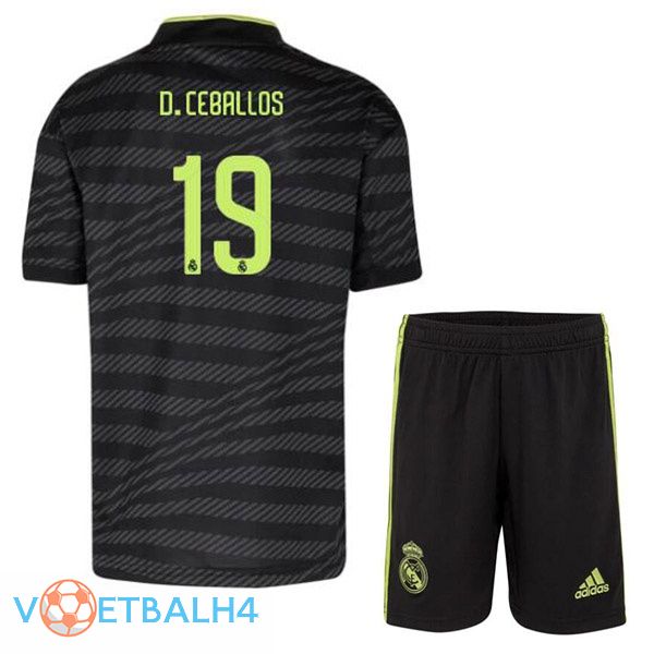 Real Madrid (D. Ceballos 19) kinderen voetbal jerseys derde zwart 2022-2023