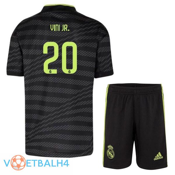 Real Madrid (Vini Jr. 20) kinderen voetbal jerseys derde zwart 2022-2023