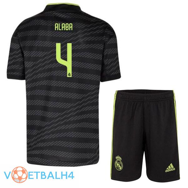 Real Madrid (Alaba 4) kinderen voetbal jerseys derde zwart 2022-2023