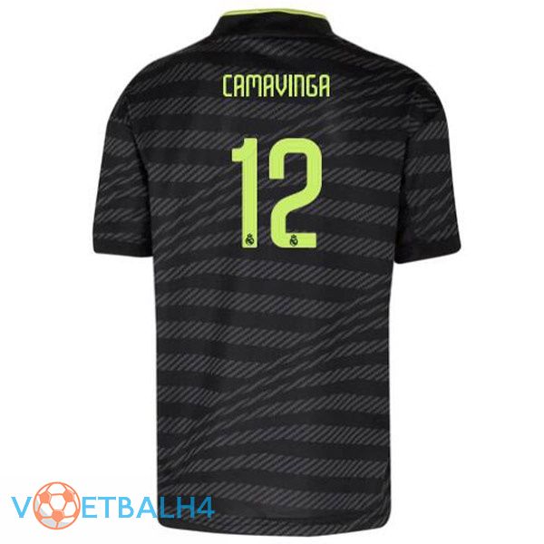 Real Madrid (Camavinga 12) voetbal jerseys derde zwart 2022-2023