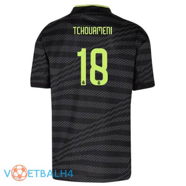 Real Madrid (Tchouameni 18) voetbal jerseys derde zwart 2022-2023