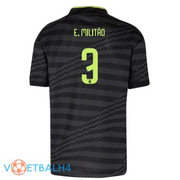 Real Madrid (E. Militão 3) voetbal jerseys derde zwart 2022-2023