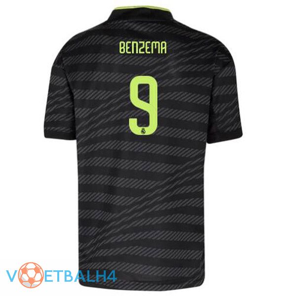 Real Madrid (Benzema 9) voetbal jerseys derde zwart 2022-2023