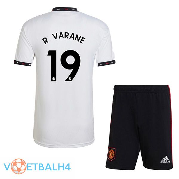 Manchester United (R. VARANE 19) kinderen voetbal jersey uit wit 2022/2023