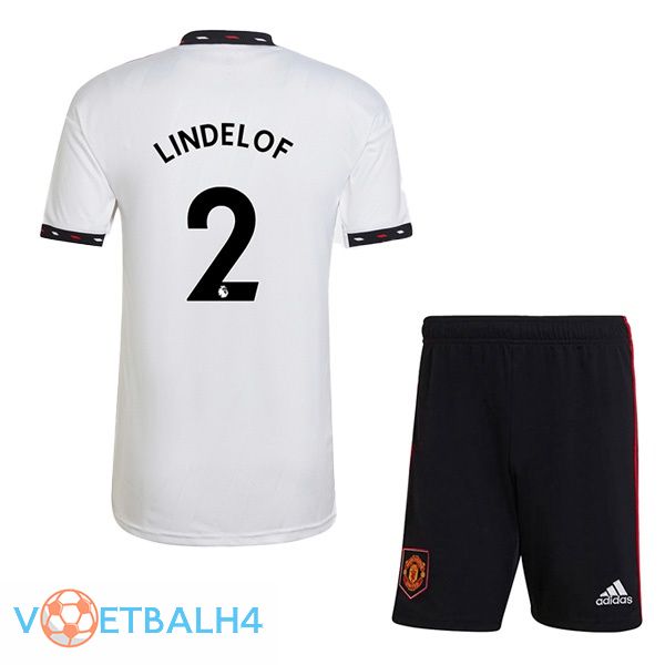 Manchester United (LINDELOF 2) kinderen voetbal jersey uit wit 2022/2023