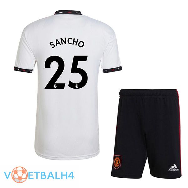 Manchester United (SANCHO 25) kinderen voetbal jersey uit wit 2022/2023