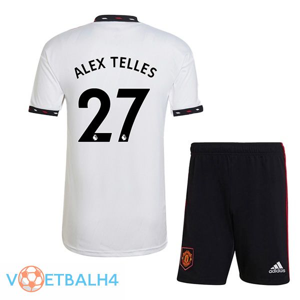 Manchester United (ALEX TELLES 27) kinderen voetbal jersey uit wit 2022/2023