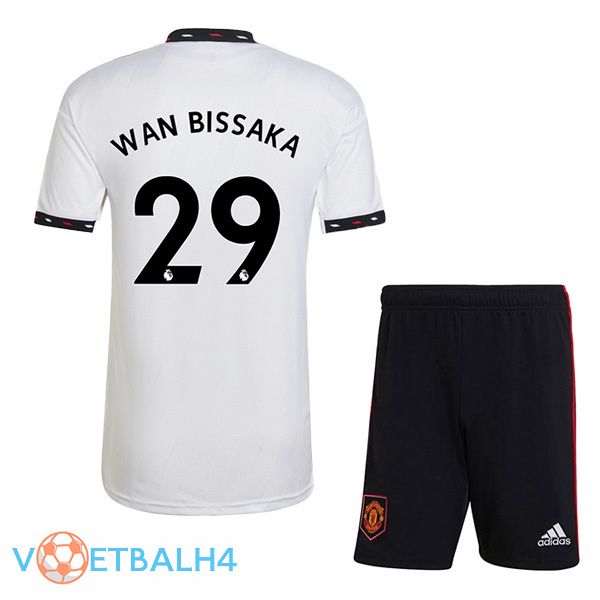 Manchester United (WAN-BISSAKA 29) kinderen voetbal jersey uit wit 2022/2023