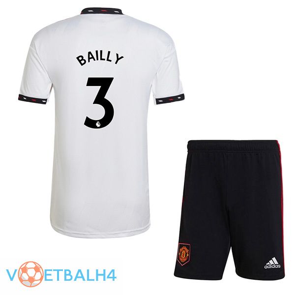 Manchester United (BAILLY 3) kinderen voetbal jersey uit wit 2022/2023