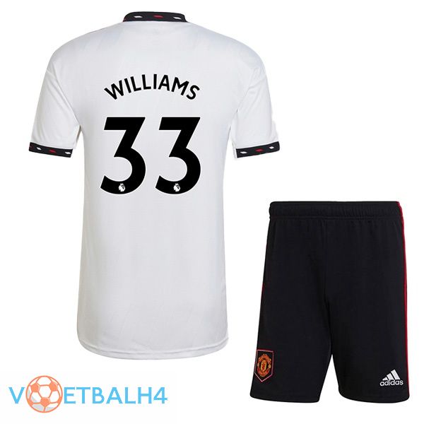 Manchester United (WILLIAMS 33) kinderen voetbal jersey uit wit 2022/2023