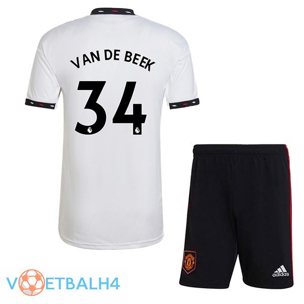 Manchester United (VAN DE BEEK 34) kinderen voetbal jersey uit wit 2022/2023