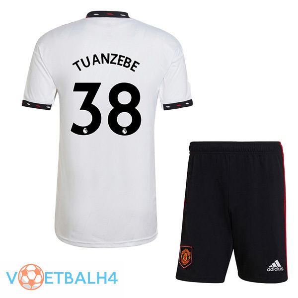 Manchester United (TUANZEBE 38) kinderen voetbal jersey uit wit 2022/2023