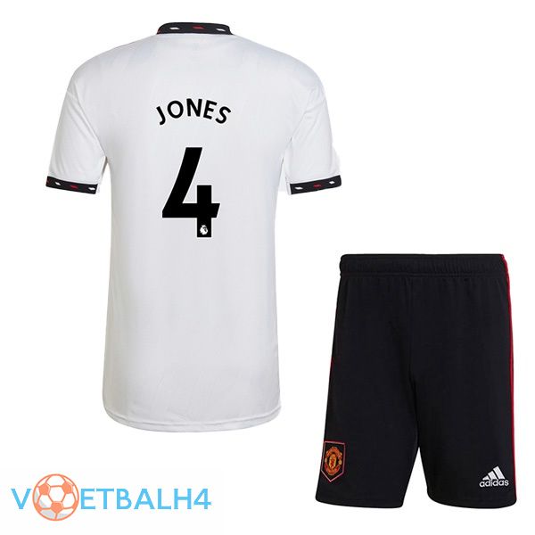 Manchester United (JONES 4) kinderen voetbal jersey uit wit 2022/2023