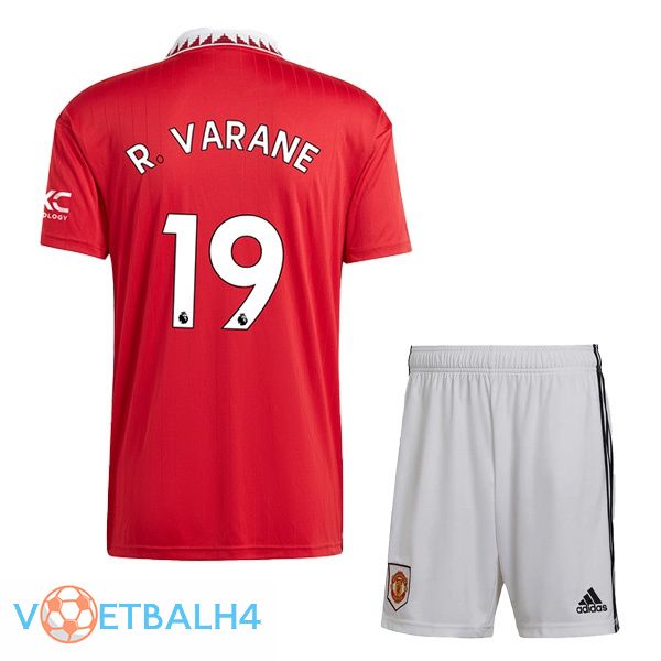 Manchester United (R. VARANE 19) kinderen voetbal jersey thuis rood 2022/2023