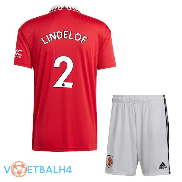 Manchester United (LINDELOF 2) kinderen voetbal jersey thuis rood 2022/2023