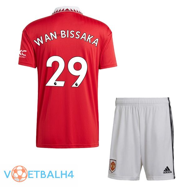 Manchester United (WAN-BISSAKA 29) kinderen voetbal jersey thuis rood 2022/2023