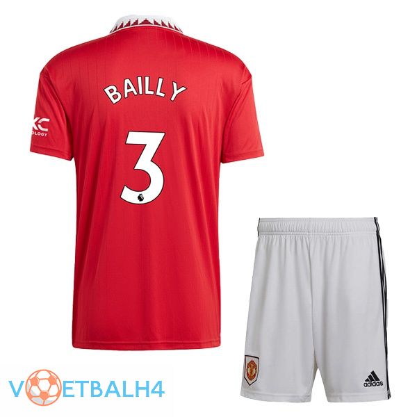 Manchester United (BAILLY 3) kinderen voetbal jersey thuis rood 2022/2023