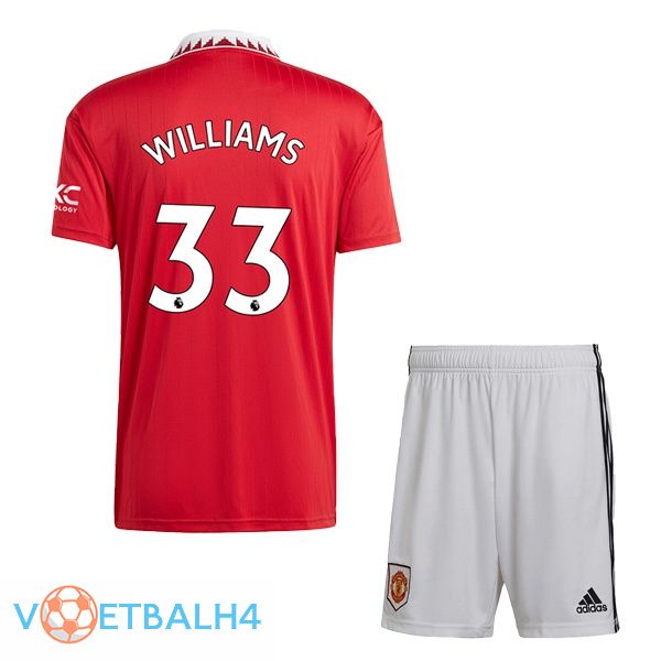 Manchester United (WILLIAMS 33) kinderen voetbal jersey thuis rood 2022/2023