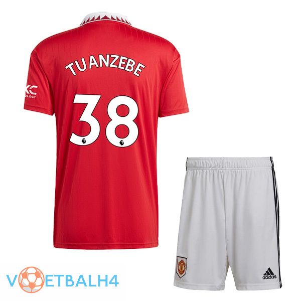 Manchester United (TUANZEBE 38) kinderen voetbal jersey thuis rood 2022/2023