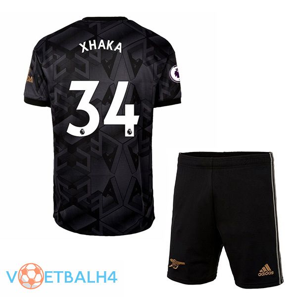 Arsenal (XHAKA 34) kinderen voetbal jersey uit zwart 2022/2023