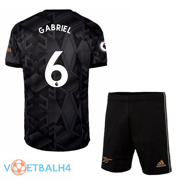 Arsenal (GABRIEL 6) kinderen voetbal jersey uit zwart 2022/2023