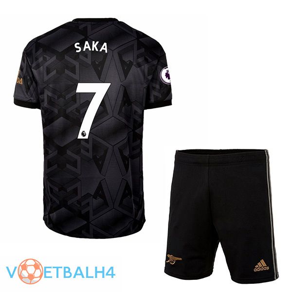 Arsenal (SAKA 7) kinderen voetbal jersey uit zwart 2022/2023