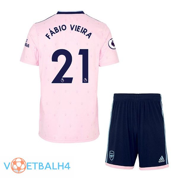 Arsenal (FÁBIO VIEIRA 21) kinderen voetbal jersey uit roze 2022/2023