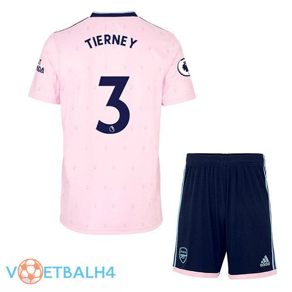 Arsenal (TIERNEY 3) kinderen voetbal jersey uit roze 2022/2023