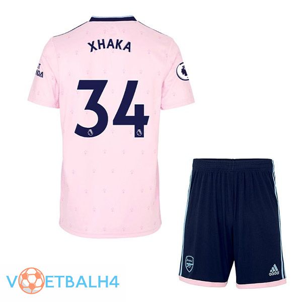 Arsenal (XHAKA 34) kinderen voetbal jersey uit roze 2022/2023