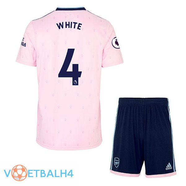 Arsenal (wit 4) kinderen voetbal jersey uit roze 2022/2023