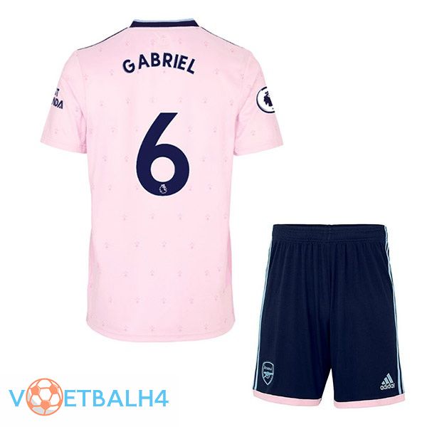 Arsenal (GABRIEL 6) kinderen voetbal jersey uit roze 2022/2023