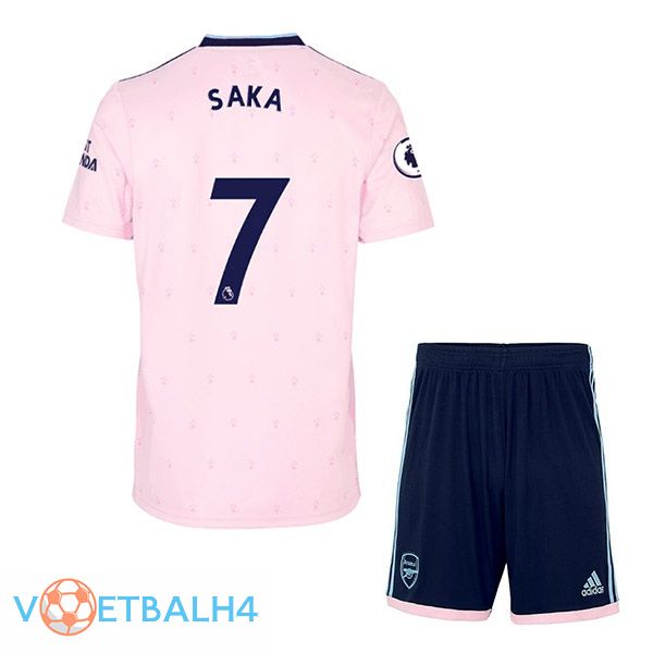 Arsenal (SAKA 7) kinderen voetbal jersey uit roze 2022/2023