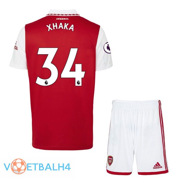 Arsenal (XHAKA 34) jersey kinderen thuis rood wit 2022/2023