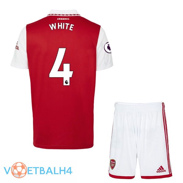 Arsenal (wit 4) jersey kinderen thuis rood wit 2022/2023