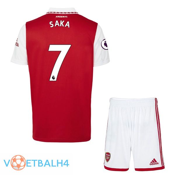 Arsenal (SAKA 7) jersey kinderen thuis rood wit 2022/2023