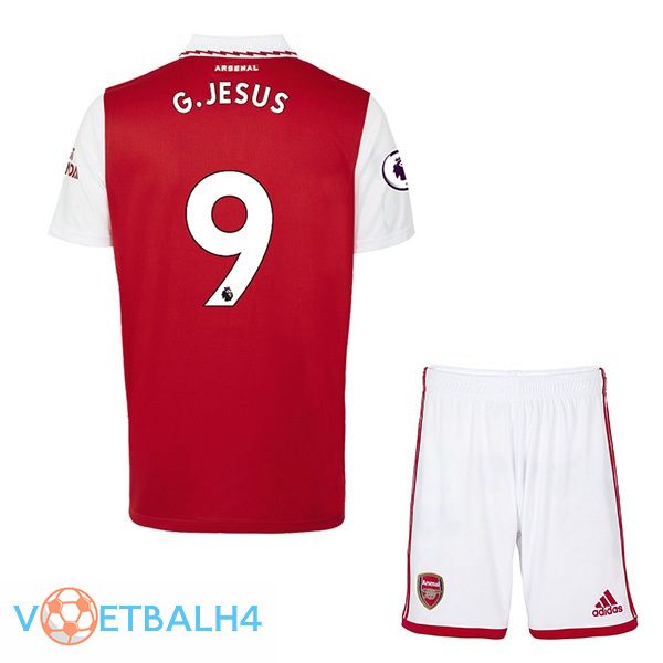 Arsenal (G.JESUS 9) kinderen voetbal jersey thuis rood wit 2022/2023