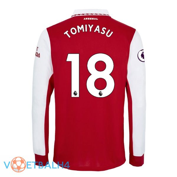 Arsenal (TOMIYASU 18) jersey thuis lange mouwrood wit 2022/2023