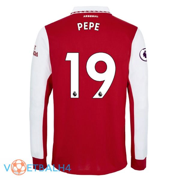 Arsenal (PEPE 19) jersey thuis lange mouwrood wit 2022/2023