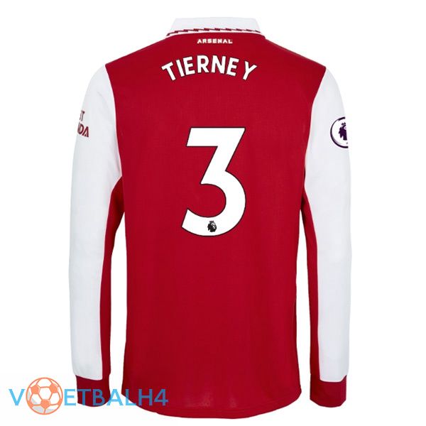 Arsenal (TIERNEY 3) jersey thuis lange mouwrood wit 2022/2023