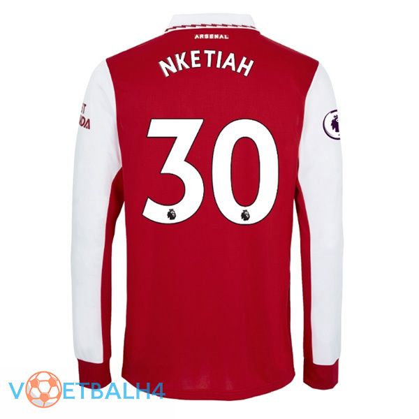 Arsenal (NKETIAH 30) jersey thuis lange mouwrood wit 2022/2023