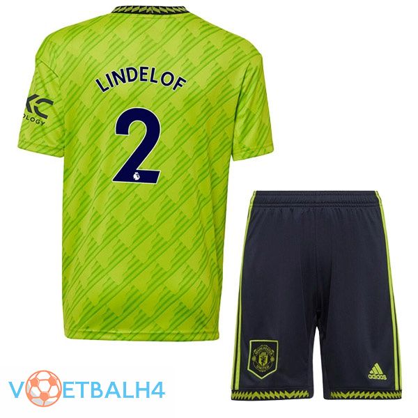 Manchester United (LINDELOF 2) kinderen voetbal jerseys derde groente 2022-2023