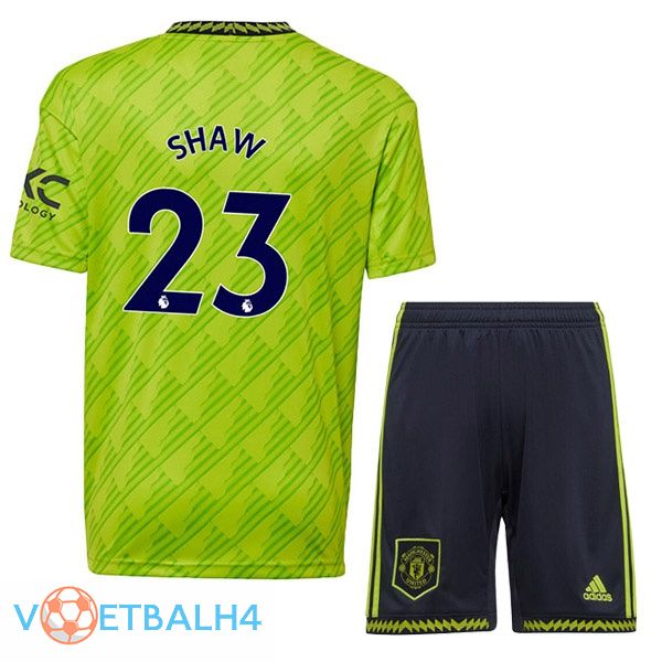 Manchester United (SHAW 23) kinderen voetbal jerseys derde groente 2022-2023